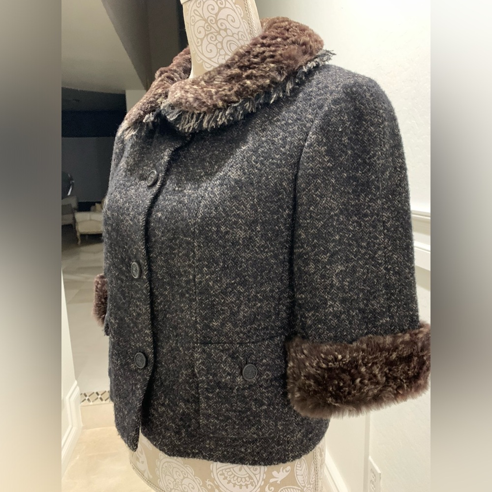 Rare Chanel Tweed With Rabbit Jacket Size 42 - Picture 7 of 16